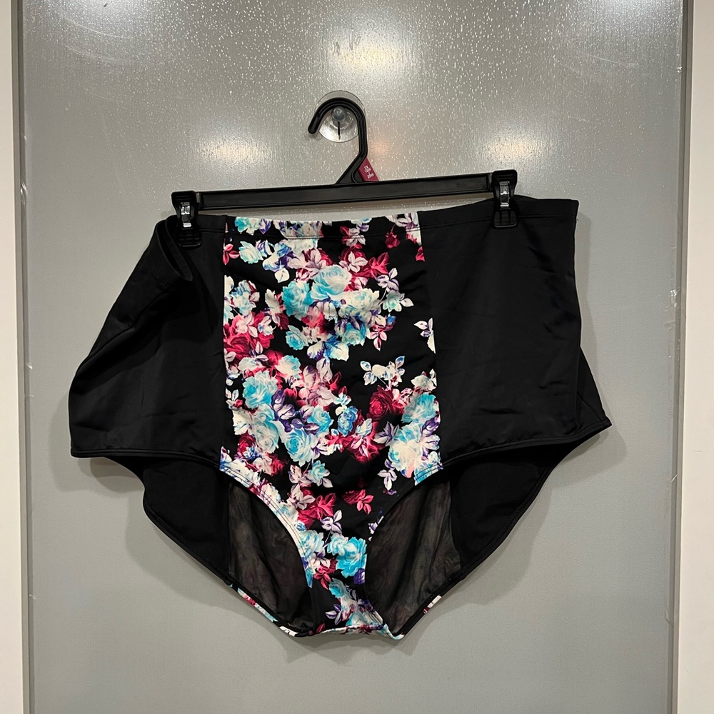 Torrid Black Floral High-Waisted Bikini Bottom